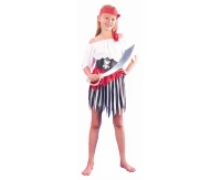 Role play-set for kids Striped Pirate (shirt, belt, skirt, headband), size 110/120 cm